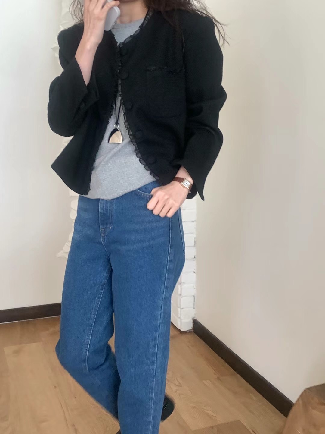 BABER韓國㊣直郵東大門代購女裝新品推薦時尚熱賣夾克粗花呢BABER夾克