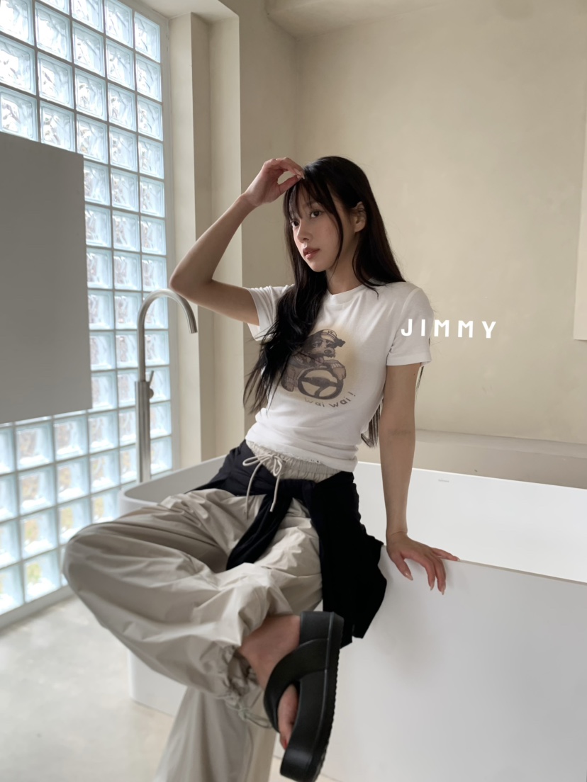 JIMMY韓國㊣直郵東大門代購女裝新品休閑人氣熱賣25春夏T恤JIMMY/REMAKET恤