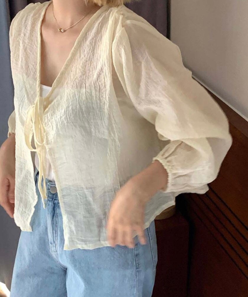 WOOD韓國直郵㊣東大門實拍女裝新款熱賣休閑襯衫蕾絲衫開衫WOOD襯衫/蕾絲衫