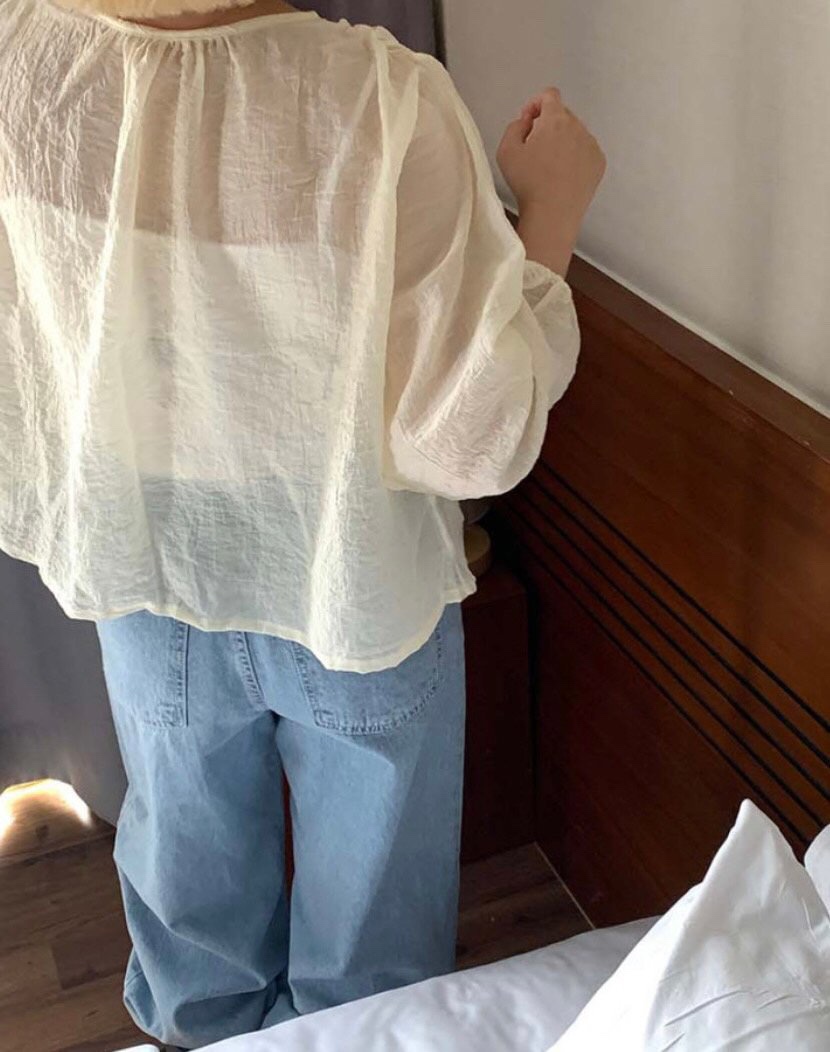 WOOD韓國直郵㊣東大門實拍女裝新款熱賣休閑襯衫蕾絲衫開衫WOOD襯衫/蕾絲衫