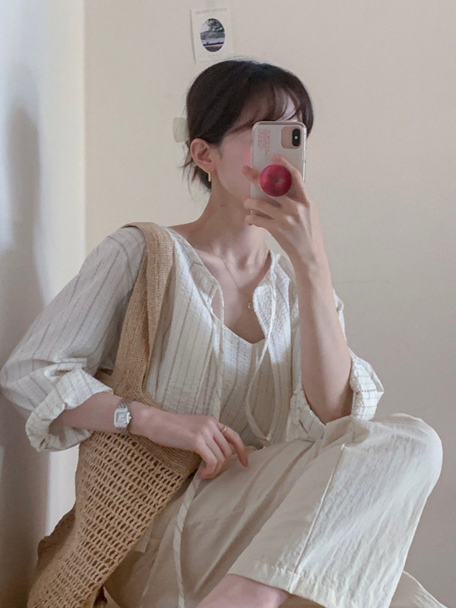 WOOD韓國直郵㊣東大門實拍女裝新品時尚推薦熱賣套裝套裝開衫WOOD套裝