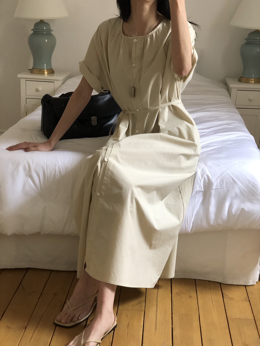 THE EYL直郵韓國代購㊣女裝新款時尚熱賣休閑連衣裙含腰繩THE EYL連衣裙