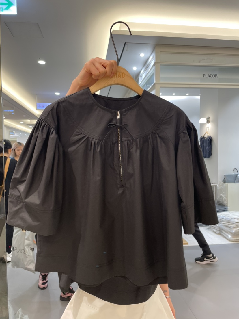 OHAO韓國㊣直郵東大門代購女裝新品熱賣時尚25春夏襯衫蕾絲衫OHAO/HA MONG襯衫/蕾絲衫圖色2