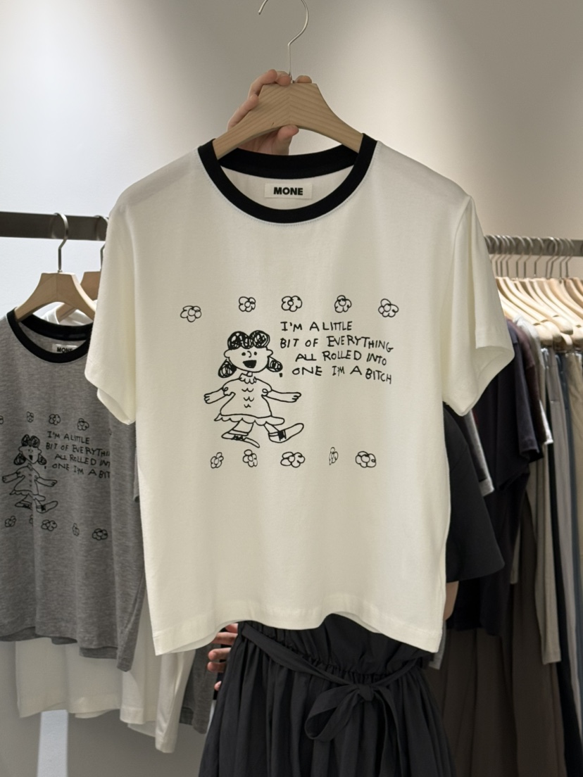 MONE-A韓國直郵㊣東大門實拍女裝新款25春夏熱賣推薦時尚T恤MONE-AT恤圖色1