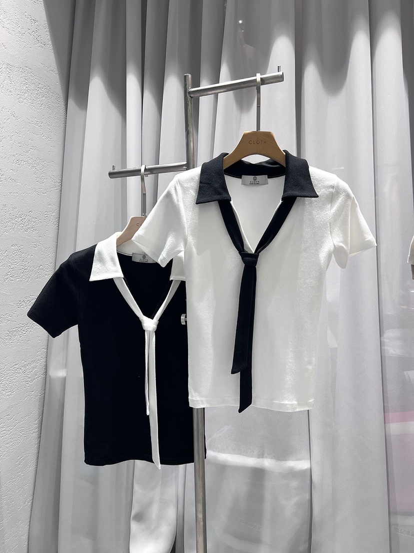 CLOTH韓國直郵㊣東大門實拍女裝新款推薦時尚熱賣25春夏T恤V領CLOTHT恤