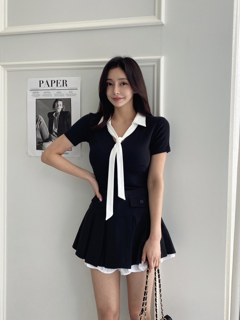 CLOTH韓國直郵㊣東大門實拍女裝新款推薦時尚熱賣25春夏T恤V領CLOTHT恤圖色2