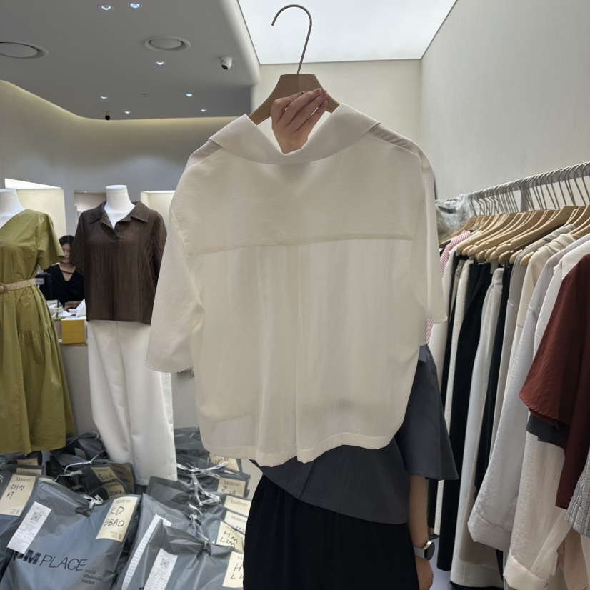 MATIERE韓國㊣直郵東大門代購女裝新品時尚人氣25春夏襯衫蕾絲衫MATIERE襯衫/蕾絲衫