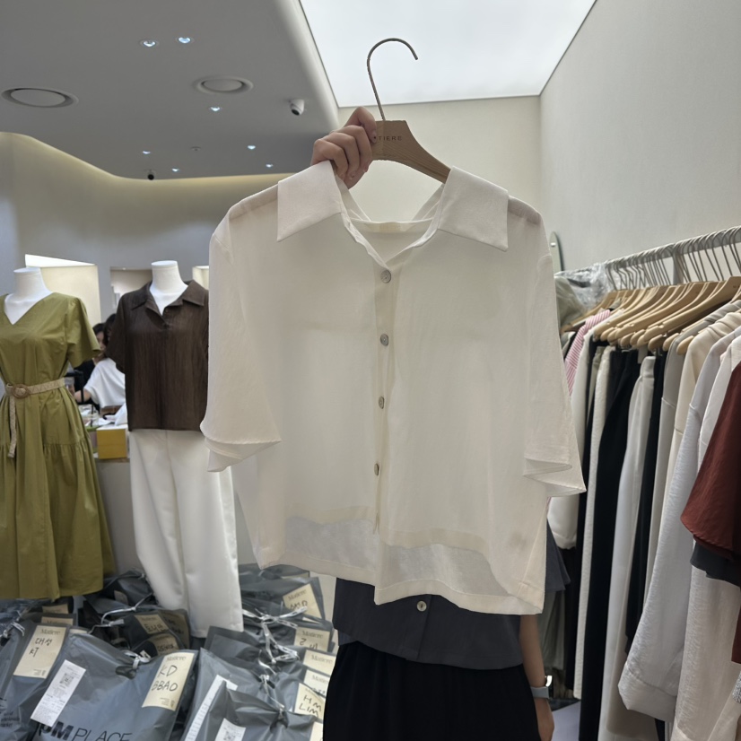 MATIERE韓國㊣直郵東大門代購女裝新品時尚人氣25春夏襯衫蕾絲衫MATIERE襯衫/蕾絲衫