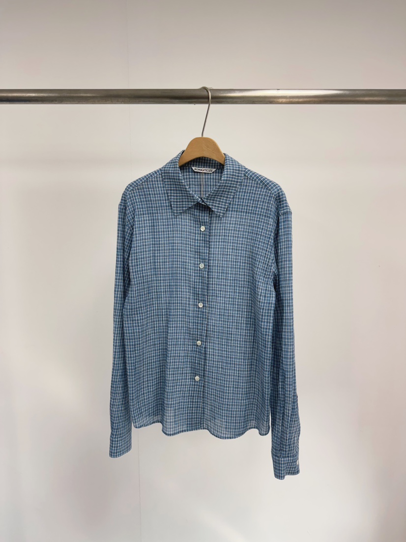 ROMANTICIZE韓國㊣直郵東大門代購女裝新品25春夏襯衫蕾絲衫格紋ROMANTICIZE襯衫/蕾絲衫圖色2