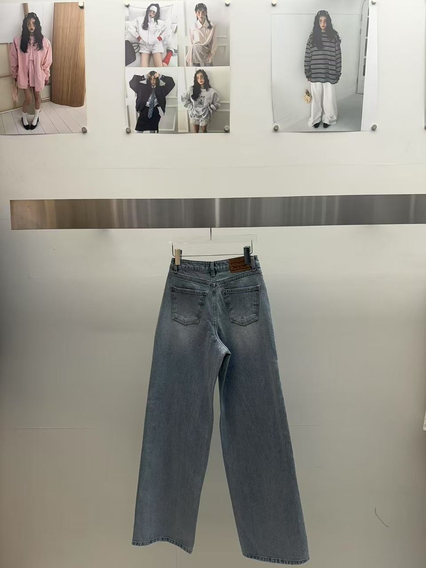 AMOOD直郵韓國代購㊣女裝新品熱賣休閑推薦25春夏時尚牛仔褲AMOOD牛仔褲