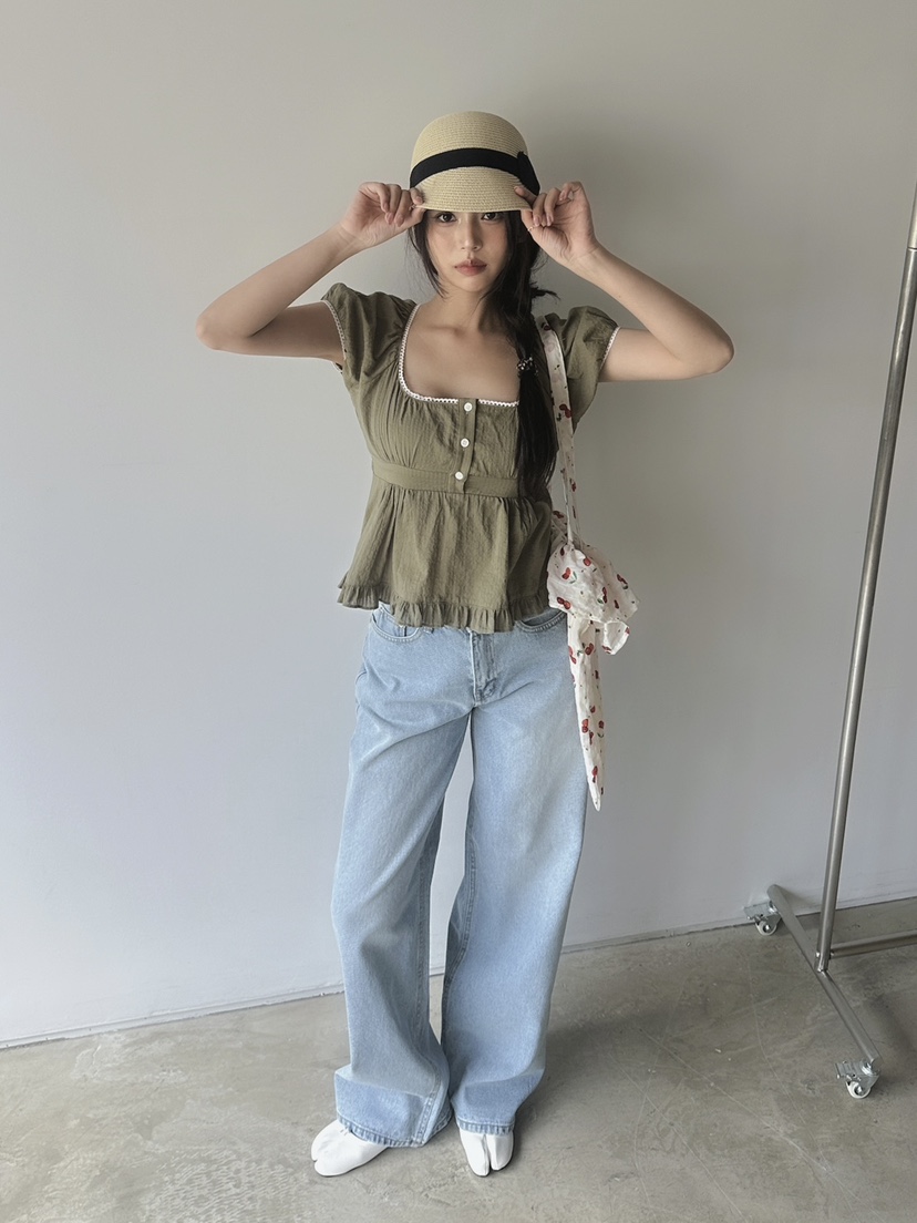LIVE AID-P韓國㊣直郵東大門代購女裝新品人氣襯衫蕾絲衫LIVE AID襯衫/蕾絲衫