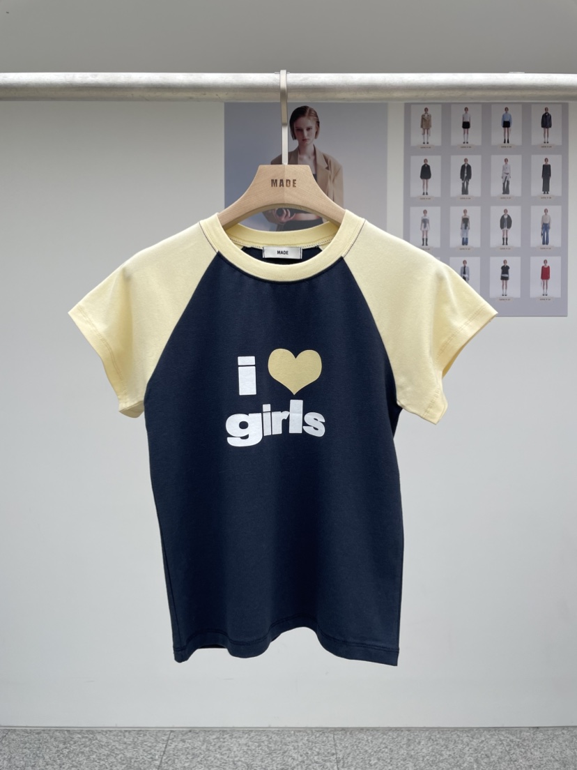 MADE-P直郵韓國代購㊣女裝新品人氣休閑25春夏推薦熱賣T恤MADE-PT恤圖色2