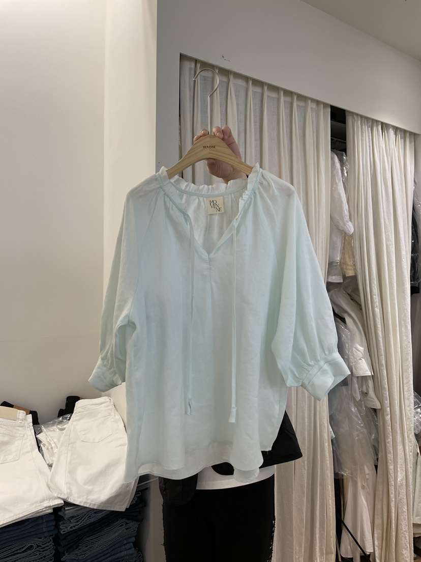 MOVENNE韓國㊣直郵東大門代購女裝新品推薦時尚襯衫蕾絲衫亞麻MOVENNE襯衫/蕾絲衫圖色1
