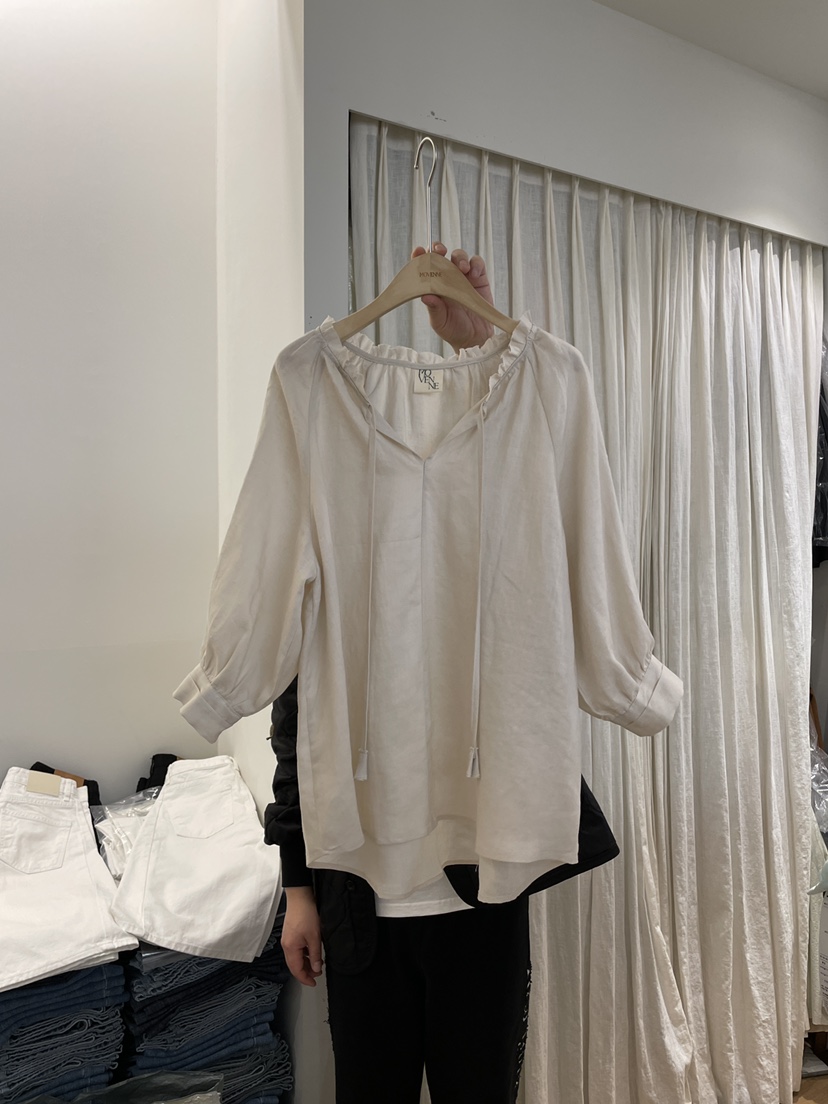 MOVENNE韓國㊣直郵東大門代購女裝新品推薦時尚襯衫蕾絲衫亞麻MOVENNE襯衫/蕾絲衫圖色2