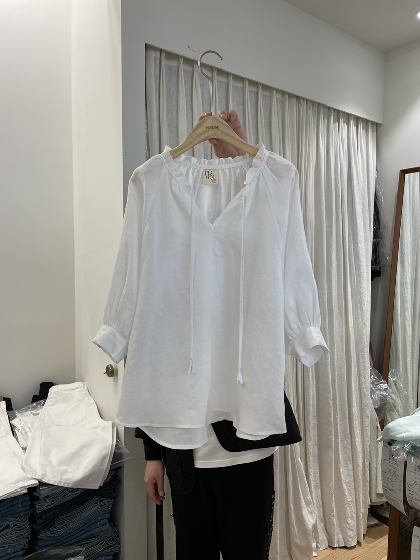 MOVENNE韓國㊣直郵東大門代購女裝新品推薦時尚襯衫蕾絲衫亞麻MOVENNE襯衫/蕾絲衫圖色3
