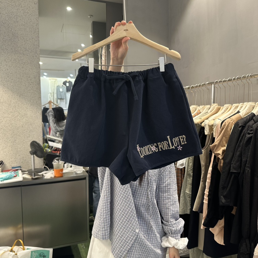 AMOEBA韓國㊣直郵東大門代購女裝新品時尚25春夏人氣短褲刺繡AMOEBA短褲圖色2