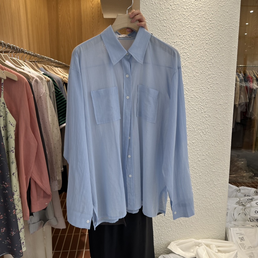 CHOI-L韓國直郵㊣女裝新品25春夏人氣熱賣時尚襯衫蕾絲衫天絲CHOI襯衫/蕾絲衫圖色2