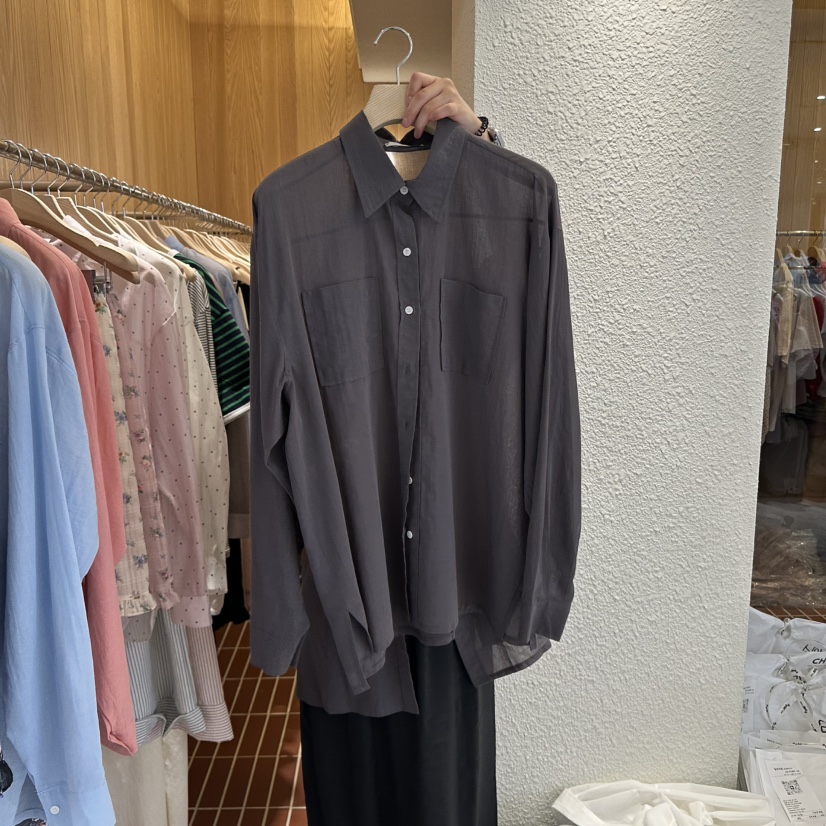 CHOI-L韓國直郵㊣女裝新品25春夏人氣熱賣時尚襯衫蕾絲衫天絲CHOI襯衫/蕾絲衫圖色4