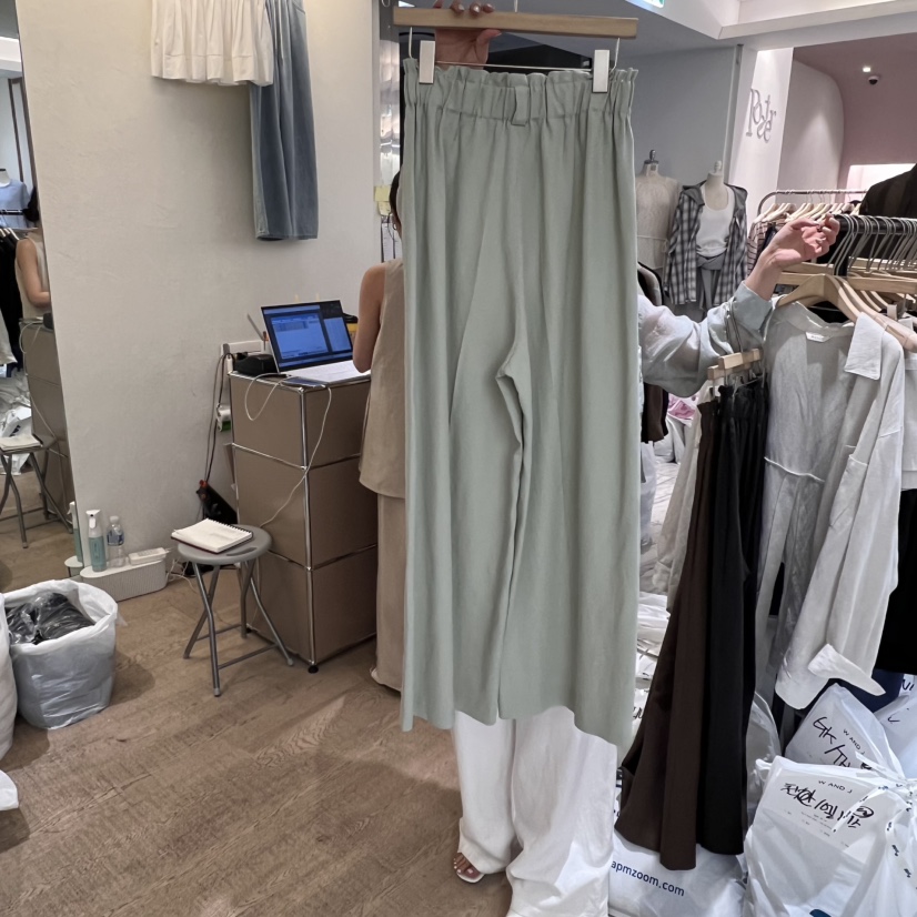 W AND J韓國㊣直郵東大門代購女裝新品人氣時尚休閑褲奶油色W AND J休閑褲