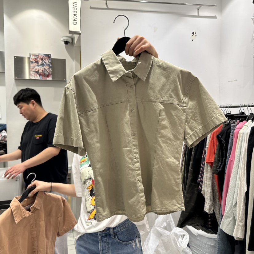 THE WEEKND韓國㊣直郵東大門代購女裝新款推薦襯衫蕾絲衫短款THE WEEKND襯衫/蕾絲衫