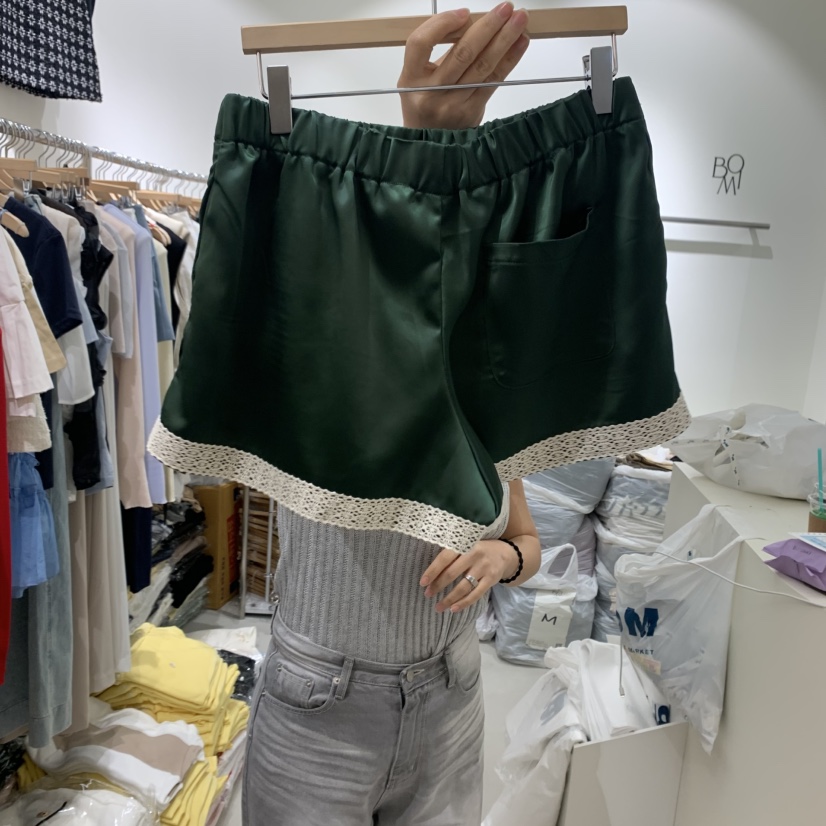BY BOMI韓國㊣直郵東大門代購女裝新品25春夏時尚短褲緞面BY BOMI短褲