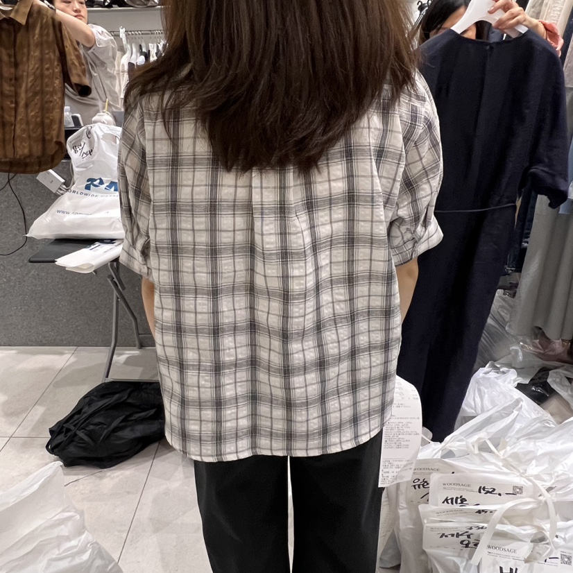 WOOD SAGE韓國直郵㊣女裝新品熱賣休閑襯衫蕾絲衫保暖格紋WOOD SAGE襯衫/蕾絲衫