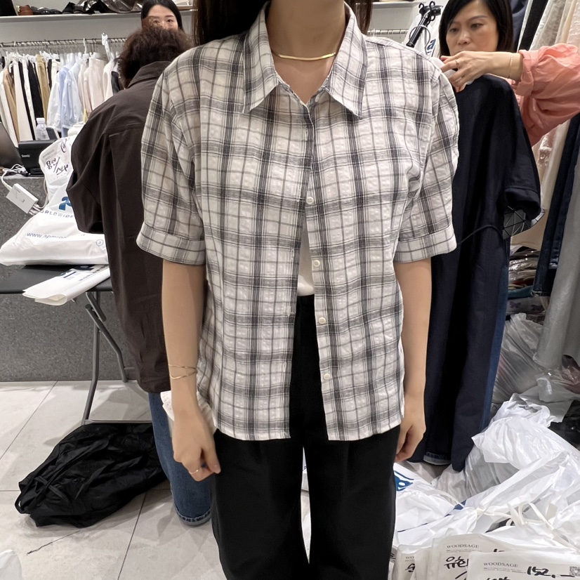 WOOD SAGE韓國直郵㊣女裝新品熱賣休閑襯衫蕾絲衫保暖格紋WOOD SAGE襯衫/蕾絲衫圖色2