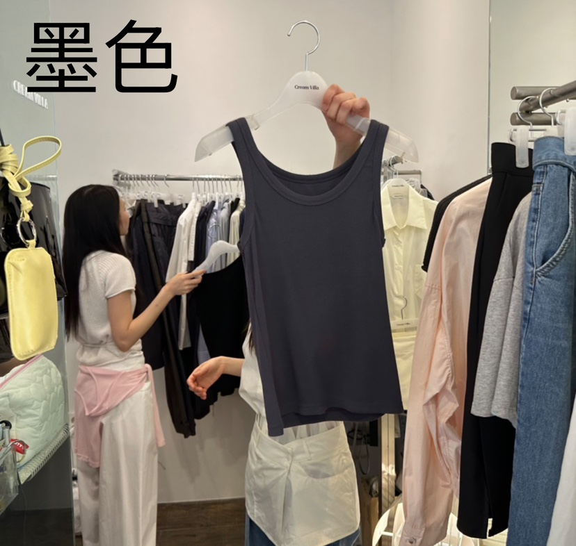 CREAM VILLA(此品牌名稱會遭售假投訴,建議淘寶店鋪商品名稱中不要使用)韓國直郵㊣東大門實拍女裝新款休閑吊帶背心CREAMVILLA吊帶/背心圖色2
