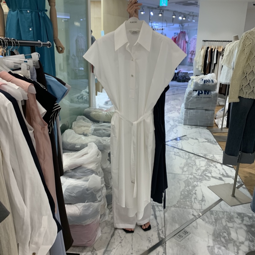 ALMOND韓國㊣直郵東大門代購女裝新品熱賣人氣連衣裙含腰帶ALMOND連衣裙