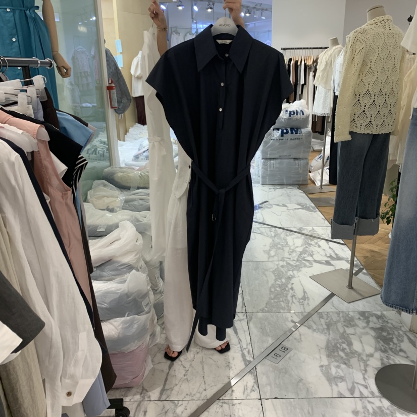 ALMOND韓國㊣直郵東大門代購女裝新品熱賣人氣連衣裙含腰帶ALMOND連衣裙圖色2