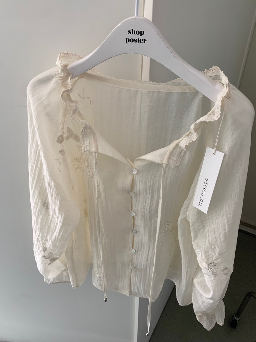 SHOP POSTER直郵韓國代購㊣女裝新款推薦時尚25春夏襯衫蕾絲衫SHOP_POSTER襯衫/蕾絲衫
