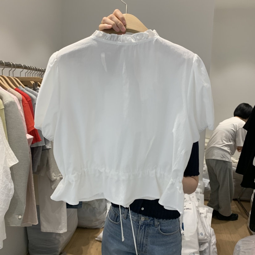 OUR-A韓國直郵㊣東大門實拍女裝新款休閑熱賣25春夏襯衫蕾絲衫OUR-A襯衫/蕾絲衫