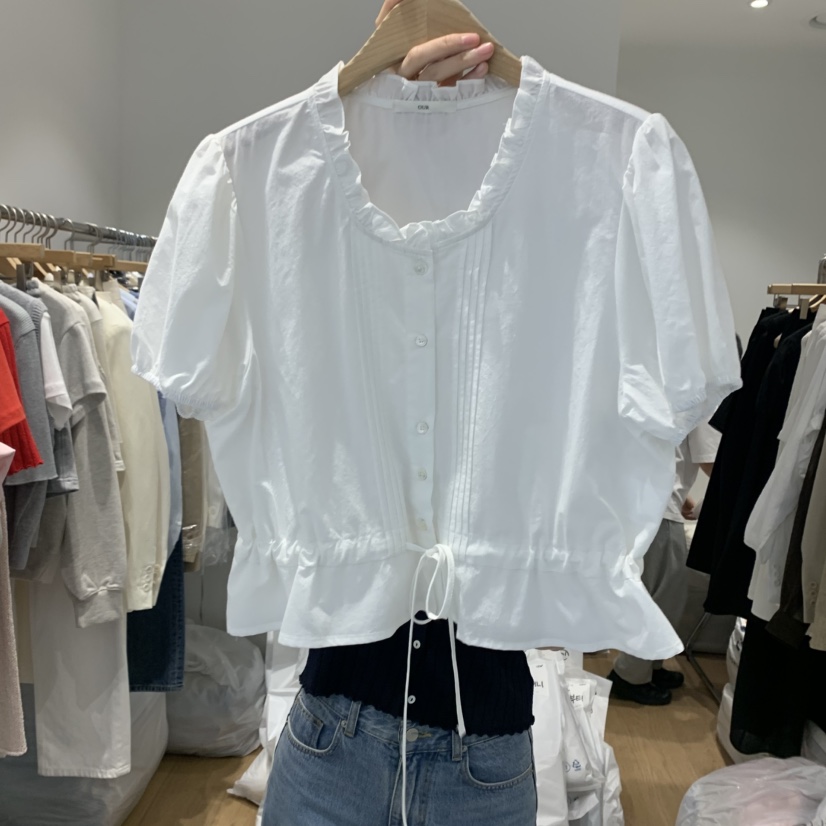 OUR-A韓國直郵㊣東大門實拍女裝新款休閑熱賣25春夏襯衫蕾絲衫OUR-A襯衫/蕾絲衫圖色2