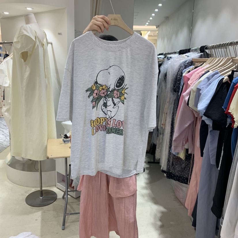 FRILL韓國㊣直郵東大門代購女裝新品25春夏人氣時尚T恤史努比FRILLT恤圖色2