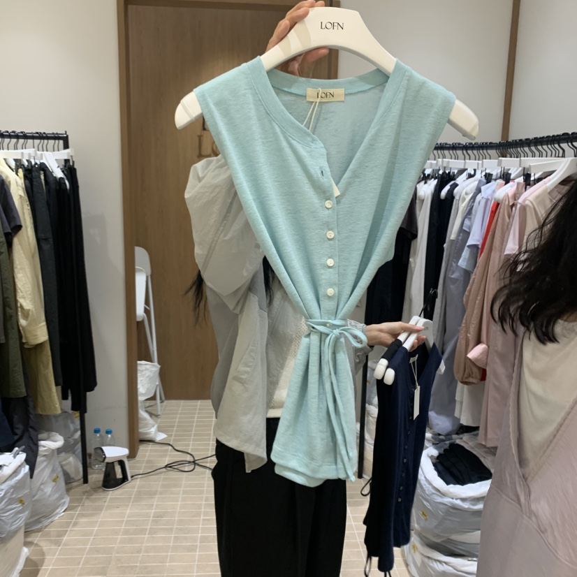 LOFN韓國直郵㊣東大門實拍女裝新品推薦人氣休閑熱賣時尚馬甲LOFN馬甲圖色2