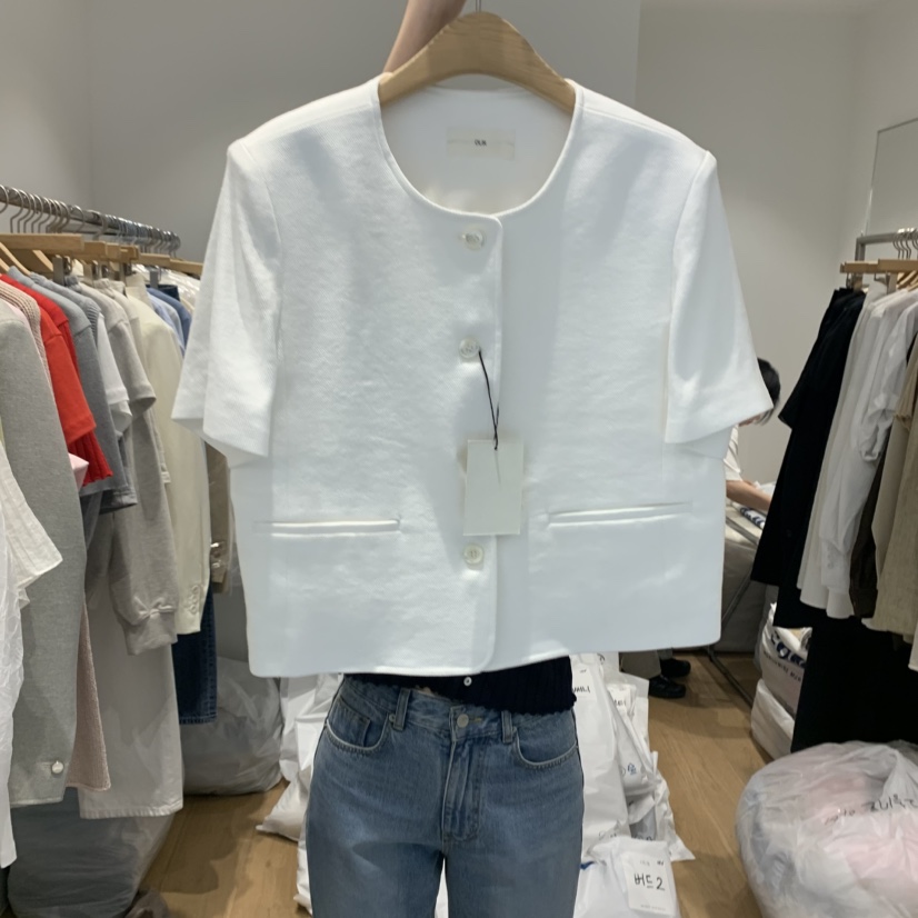 OUR-A直郵韓國代購㊣女裝新款25春夏休閑熱賣推薦夾克亞麻布OUR-A夾克圖色2