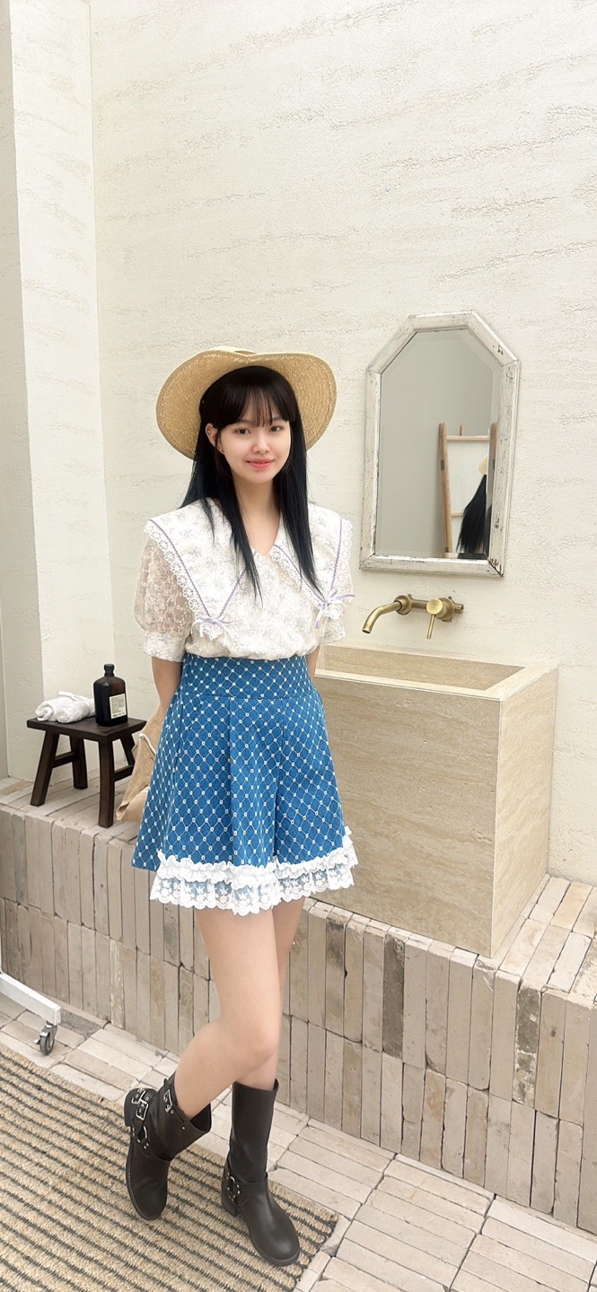 YARD韓國㊣直郵東大門代購女裝新品25春夏時尚襯衫蕾絲衫刺繡YARD襯衫/蕾絲衫