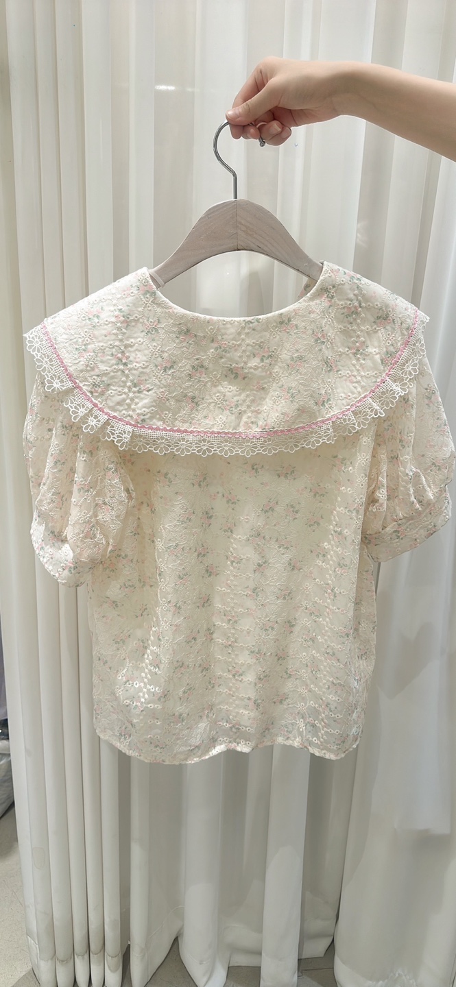 YARD韓國㊣直郵東大門代購女裝新品25春夏時尚襯衫蕾絲衫刺繡YARD襯衫/蕾絲衫
