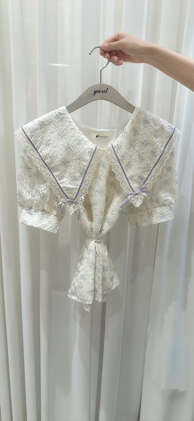 YARD韓國㊣直郵東大門代購女裝新品25春夏時尚襯衫蕾絲衫刺繡YARD襯衫/蕾絲衫圖色2