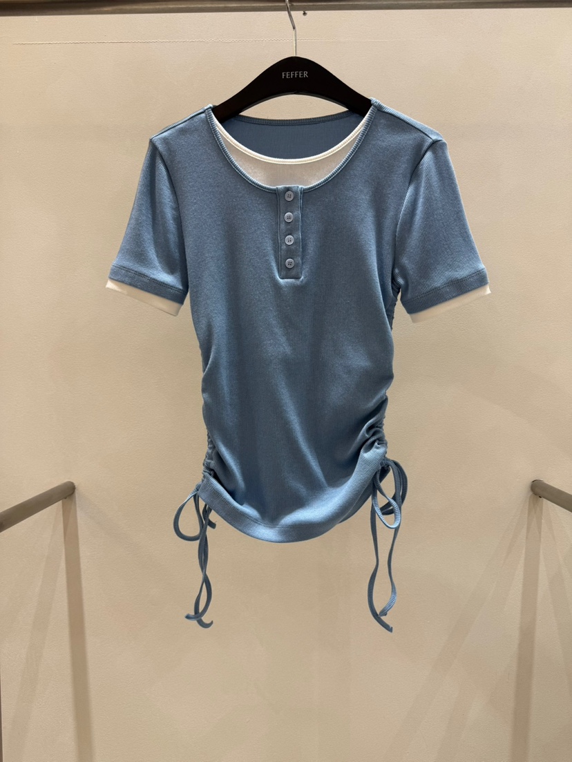 FEFFER韓國直郵㊣東大門實拍女裝新款人氣時尚25春夏熱賣T恤FEFFERT恤圖色2