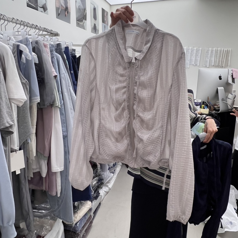 SOLD OUT直郵韓國代購㊣女裝新款25春夏休閑推薦人氣夾克褶皺SOLD OUT夾克圖色2