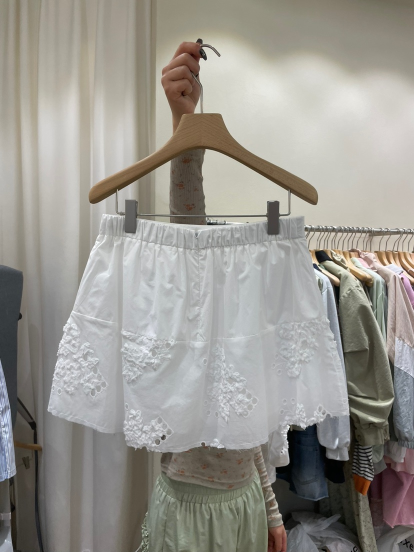AUVERFIT直郵韓國代購㊣女裝新款熱賣休閑25春夏短裙刺繡雙層AUVERFIT短裙