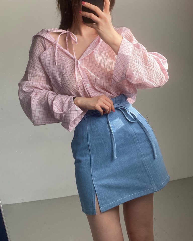 JENNIE直郵韓國代購㊣女裝新品推薦時尚熱賣休閑襯衫蕾絲衫JENNIE/VENEFIT襯衫/蕾絲衫