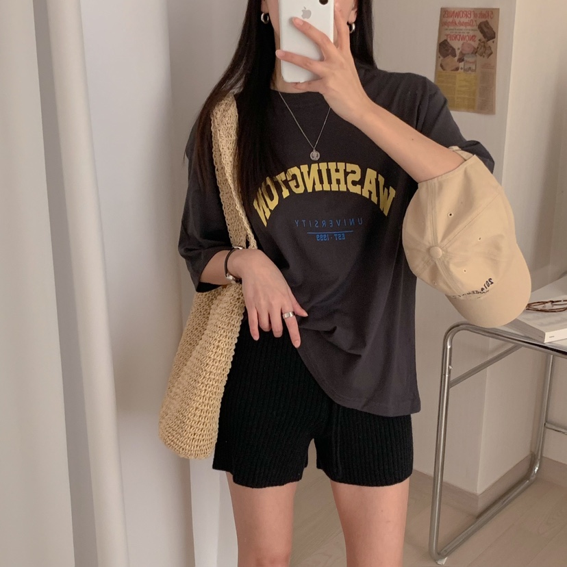 HELLO JINI直郵韓國代購㊣女裝新品熱賣時尚人氣休閑25春夏T恤HELLO JINIT恤圖色1