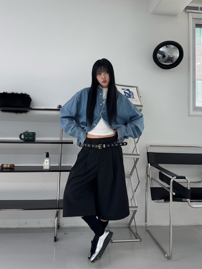 SEEOT韓國㊣直郵東大門代購女裝新品人氣時尚25春夏短褲套裝腰帶GGD短褲圖色2