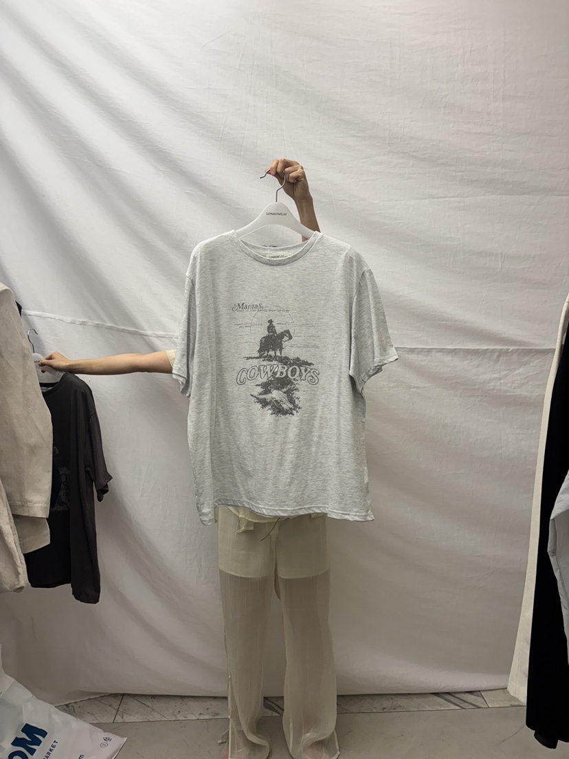 LONDON FLAT韓國直郵㊣女裝新品25春夏熱賣人氣休閑推薦T恤LONDON FLATT恤圖色2
