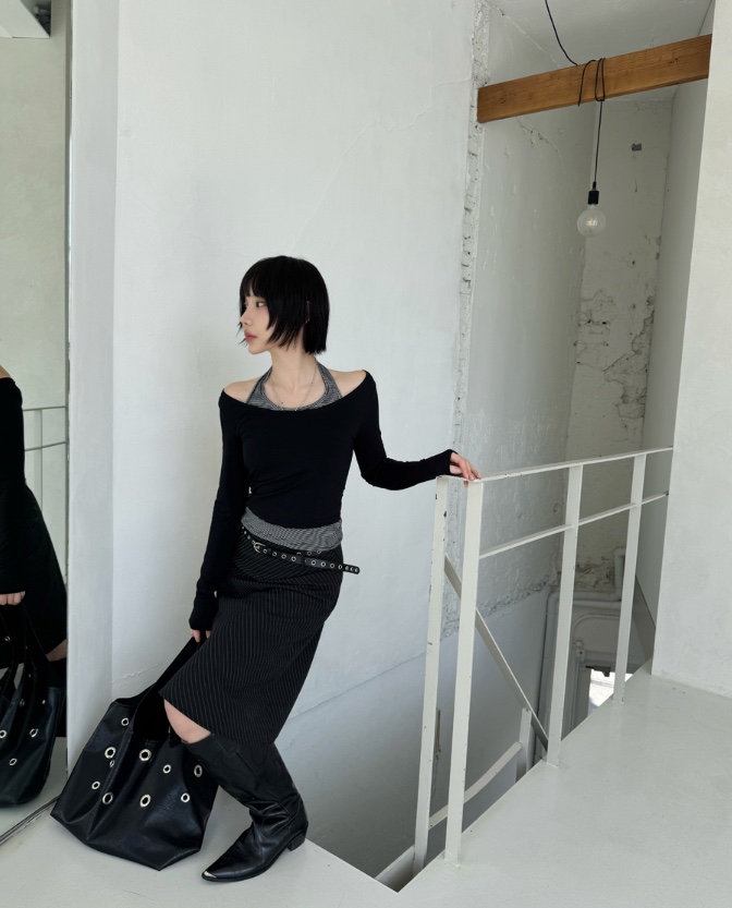 SHOTGUN韓國直郵㊣東大門實拍女裝新品人氣時尚25春夏長袖T恤SHOTGUN長袖T恤