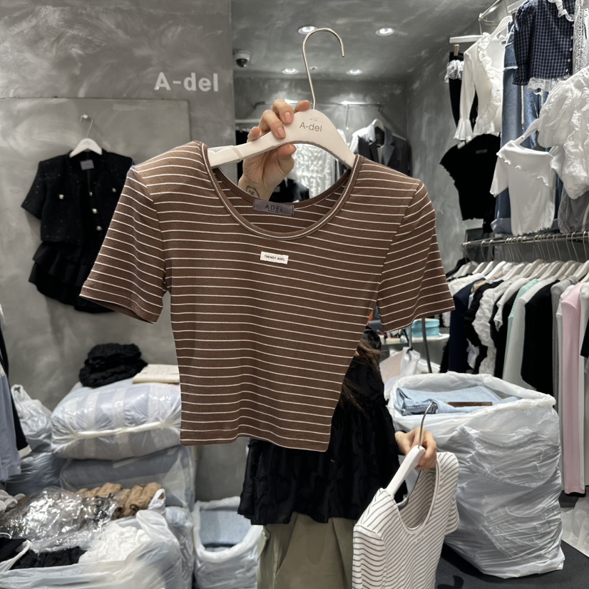 A-DEL韓國㊣直郵東大門代購女裝新品休閑25春夏熱賣時尚T恤A-DELT恤圖色2