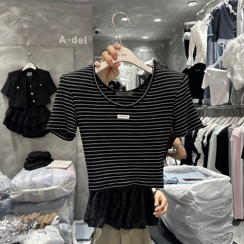 A-DEL韓國㊣直郵東大門代購女裝新品休閑25春夏熱賣時尚T恤A-DELT恤圖色3
