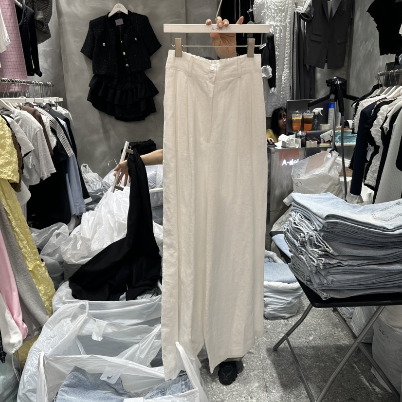 A-DEL韓國直郵㊣女裝新款推薦時尚25春夏人氣熱賣休閑褲亞麻A-DEL休閑褲